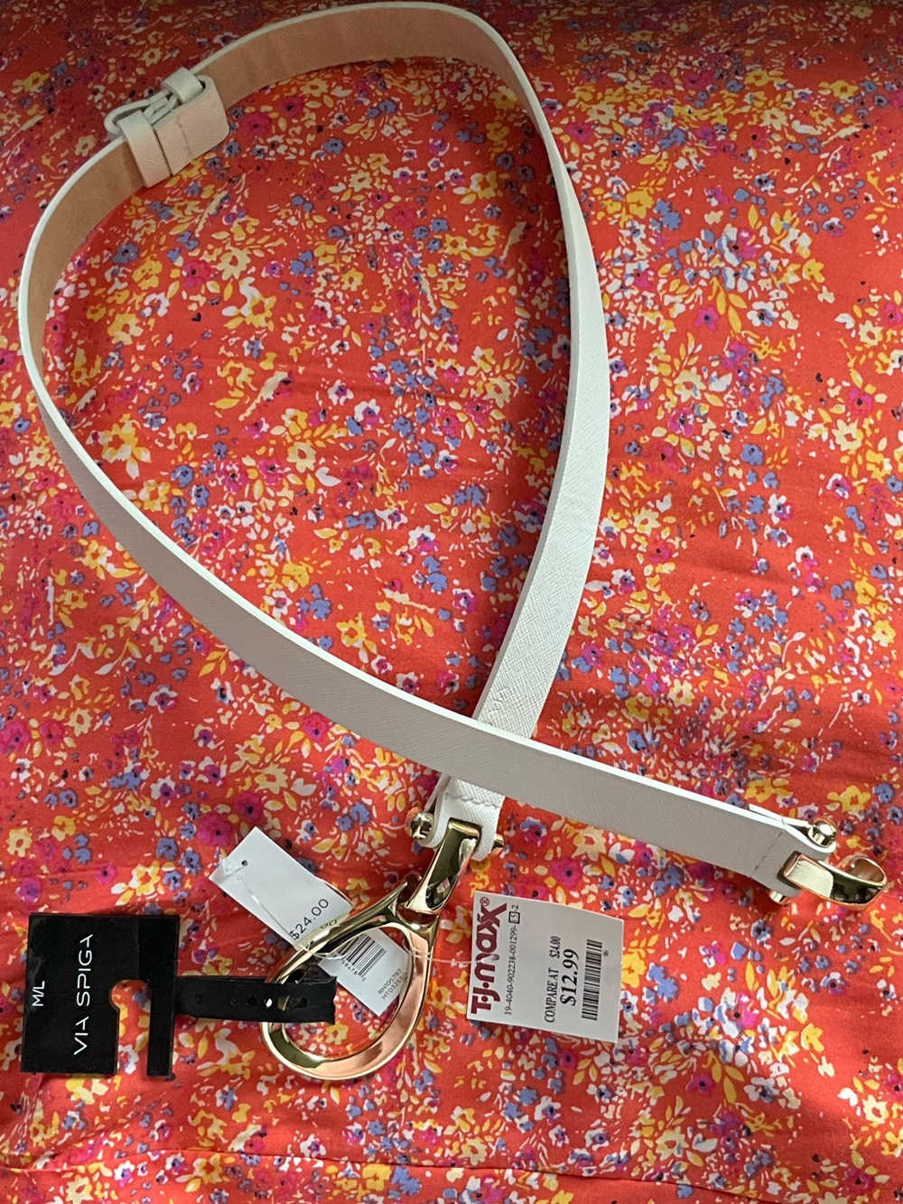 Via Spiga White Belt with Gold Hardware - M/L